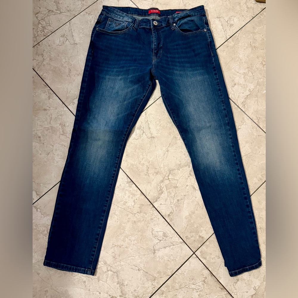 Guess Men's Slim Tapered Jeans in Deep Blue Wash 36x32